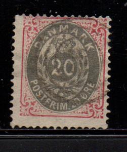 Denmark Sc 31 1875 20 ore rosse & gray stamp used