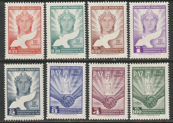 Paraguay 1961 Sc 589-93,C288-90 complete set MH