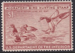 RW13 U.S. 1946 Federal Duck Stamp $1.00 MNH CV $125.00