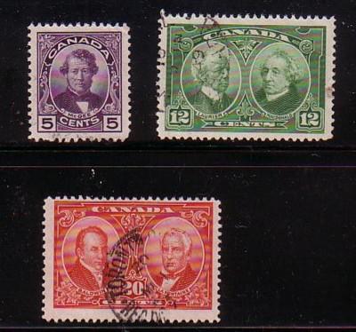 Canada Sc 146-8 1927 Historical stamp set used