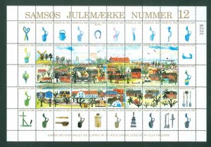 Denmark. 1990. Christmas Sheet Local Samso  # 12. Town: Brundby. Windmill, Ferry