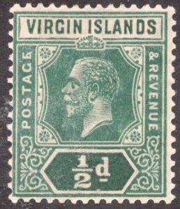 1921 British Virgin Islands Sc #47 - ½d KGV - MH stamp Cv$8.50