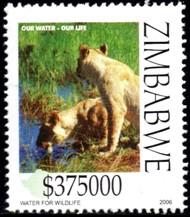 Zimbabwe - 2006 Water Conservation $375000 Lions MNH**