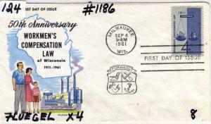 #1186, FDC, FLUEGEL, CV=$8.00, (2012)