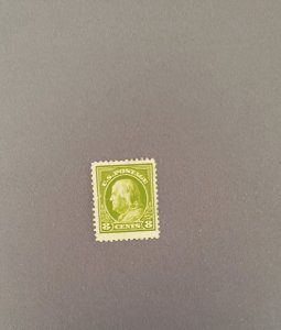 414, Franklin, Olive Green, Mint, Prev Hinged, CV $70.00