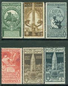 ITALY : 1911-12. Sassone #92-95, 97-98. Fresh sets. Very Fine, Mint NH. Cat €500