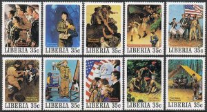 Liberia 853-857 a-j,MNH.Mi 1109-1158. Scouting 1979.Paintings by Norman Rockwell