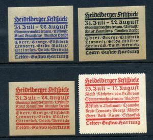 VINTAGE HEIDELBERGER SEPTSPIELE GERMAN POSTER STAMPS (L369) GERMANY