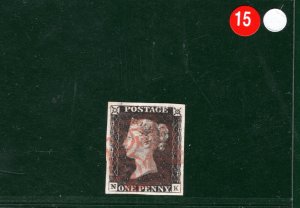 GB ONE PENNY BLACK 1840 QV Stamp SG.2 1d Plate 1b (NK) SUPERB Used Red MX REDS15 