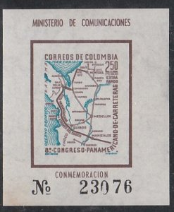 Colombia # C372, Pan-Am Highway, Souvenir Sheet, Mint Hinged, 1/3 Cat.