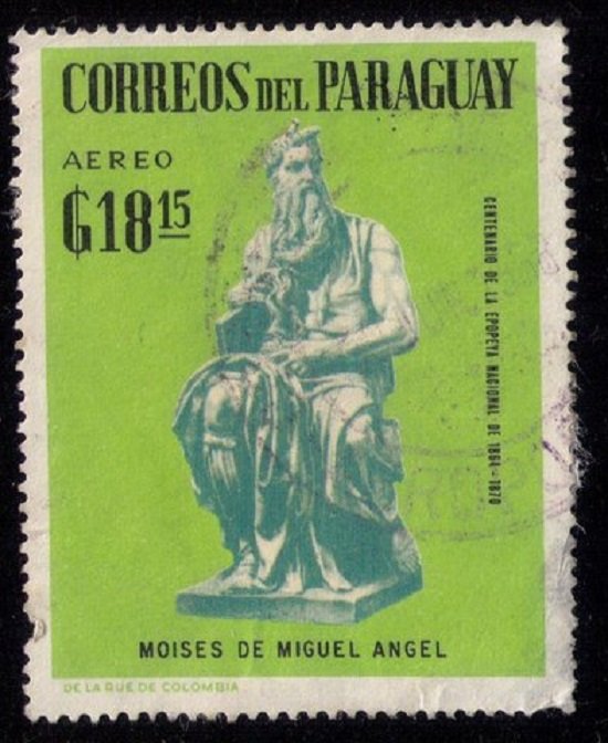 PARAGUAY 1961 (MOISES DE MIGUEL ANGEL) AEREO G/,18,15 USED STAMP