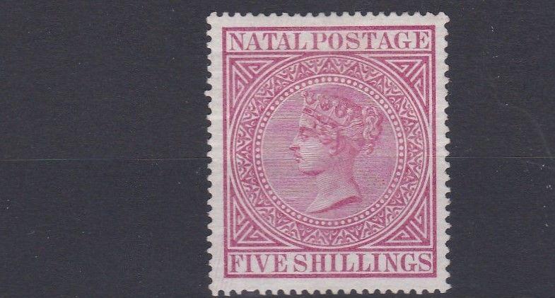 NATAL  1874 - 99      S G 72  5/-   ROSE  UNUSED NO GUM   CAT £140 