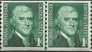 # 1299 MINT NEVER HINGED Line Pair THOMAS JEFFERSON