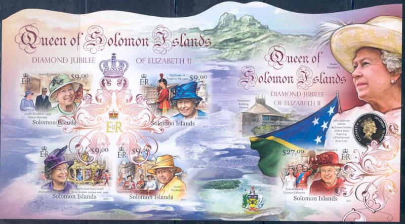SOLOMON ISLANDS 2012 QUEEN  ELIZABETH II DIAMOND JUBILEE MASTER SHEET W/ S/S IMP