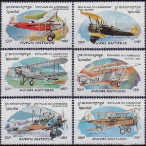 CAMBODIA 1996 - Scott# 1527-32 Early Aircraft Set of 6 NH