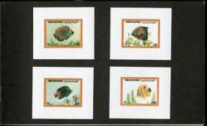 YEMEN ARAB REPUBLIC UEBERREUTE PROOF FOLDER 4 FISH STAMPS & ONE  BLOCK(4)