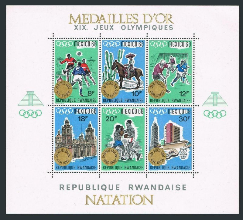 Rwanda 254 var NATATION,MNH.Mi 302-317 Bl.16. Olympics Mexico-1968,Gold medals. 