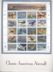 1997 US Scott 3142 CLASSIC AMERICAN AIRCRAFT Matted Sheet with stationary