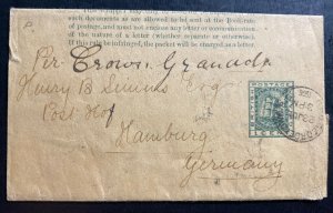 1906 Georgetown British Guiana Stationery Wrapper Cover To Hamburg Germany 