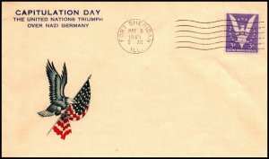 8 May 1945 WWII Patriotic Cover Capitulation Day Heckman Sherman 1341