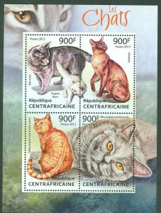 CENTRAL AFRICA 2013 CATS  SHEET MINT NH