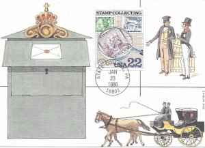 1986 FDC, #2200, 22c Stamp Collecting, postcard