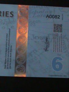 ​ARCTIC TERRITORIES-2013-$6 POLAR DOLLAR-POLAR WOLVES-POLYMER NOTE UN-CIR-VF