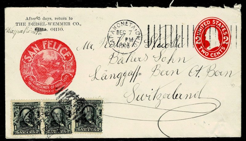 1908 San Felice cigar ad (over) to Switzerland