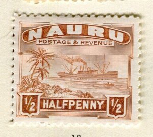 NAURU; 1937-48 early Freighter pictorial issue Mint hinged 1/2d. value