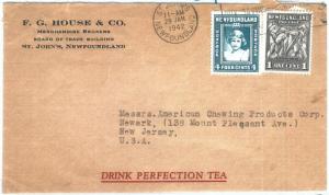 72383 -  NEWFOUNDLAND - POSTAL HISTORY: ADVERTISING Cover  1940 - DRINK TEA