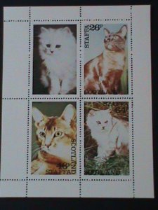 ​STAFFA-SCOTLAND-WORLD FAMOUS LOVELY CATS-MNH-S/S VF WE SHIP TO WORLDWIDE