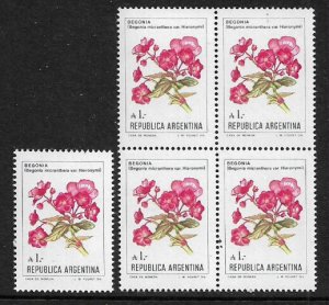 Argentina #1524 MNH Stamp - Flowers - Begonia - Wholesale X 5