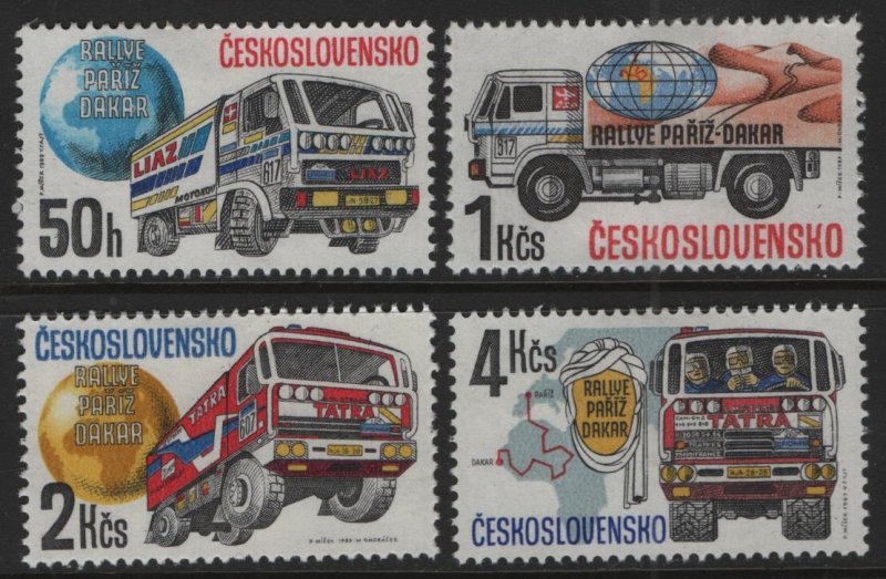 CZECHOSLOVAKIA, (4) SET, 2725-2728, HINGED, 1989, Trucks