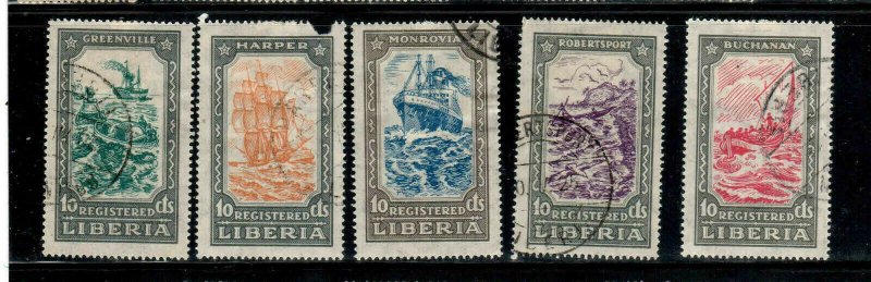 LIBERIA #F30-F34  1924  TRANSPORTATION       F-VF  USED  b