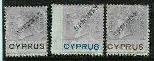 BK0248b - CYPRUS -  REVENUE  STAMPS: Barefoot # 1 / 3 overprinted SPECIMEN