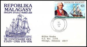 Madagascar 525 Sailing Ship Typed FDC