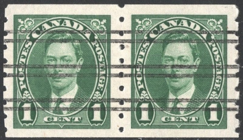 Canada SC#238 1¢ King George VI Precancelled Coil Pair (1937) Unused/OG/NH