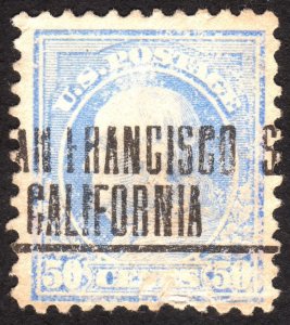 1917, US 50c, Nice color changeling, Used, Sc 517