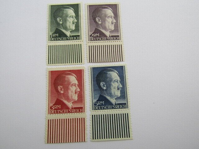 Germany 1941, Scott #524-27, 4 Stamps MNH 1,2,3,5RM No Gum, Hitler Head Issue,