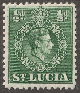 St. Lucia, stamp, Scott#110,  mint,  hinged,  1/2d, green