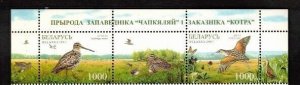 Belarus Sc 625 MNH Strip of 2007- Birds-Joint issue - A-FH02