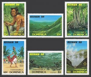 Dominica 1074-1079,1080,MNH.Michel 1086-91,Bl.128. Reunion-1988 Tourism campaign