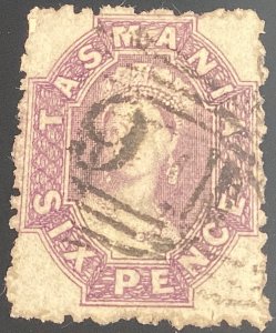 Tasmania #21 used 1864 6p gray lilac Victoria