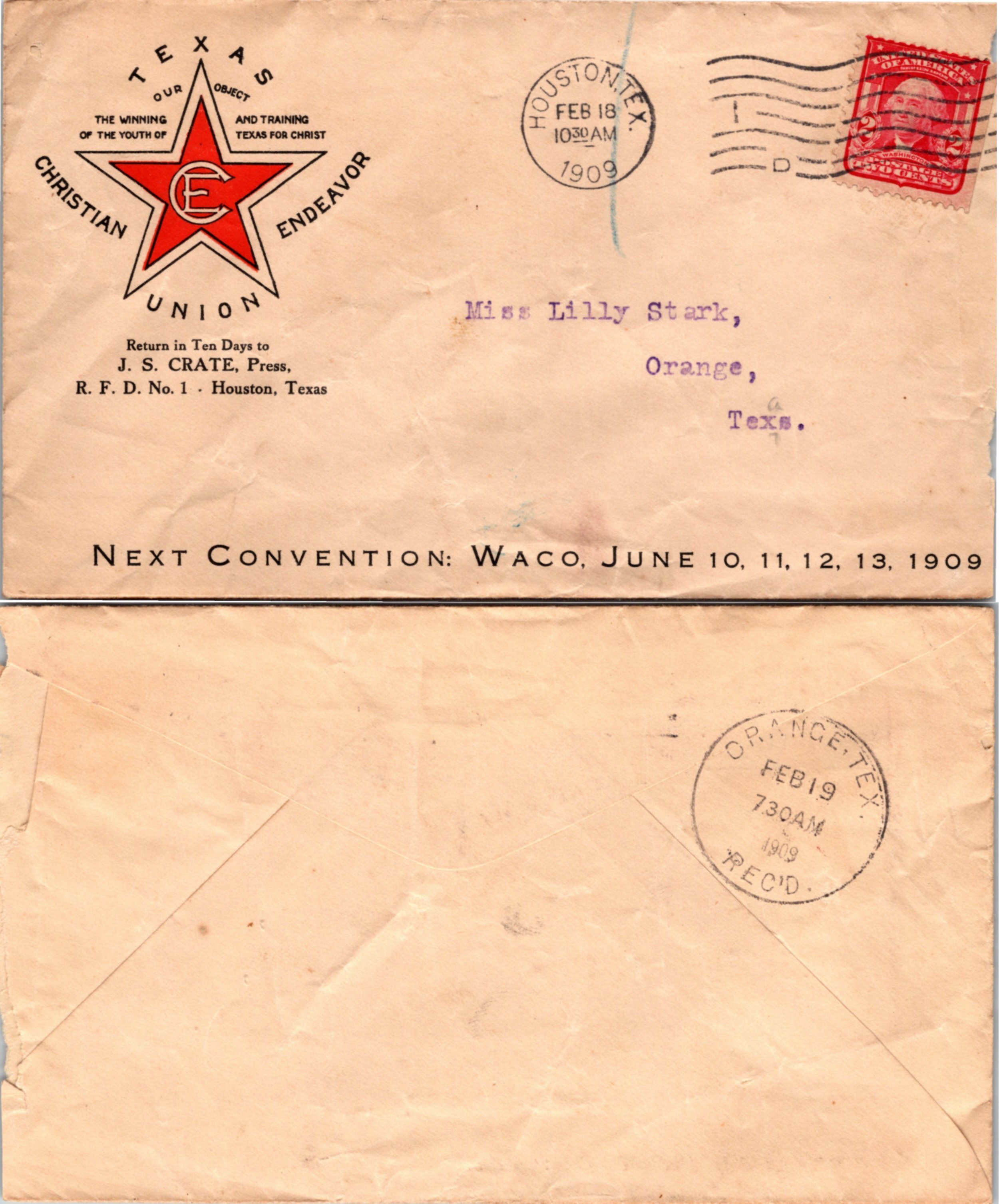 Houston, Harris County, Advertisement ( Postal History ), 1909 United