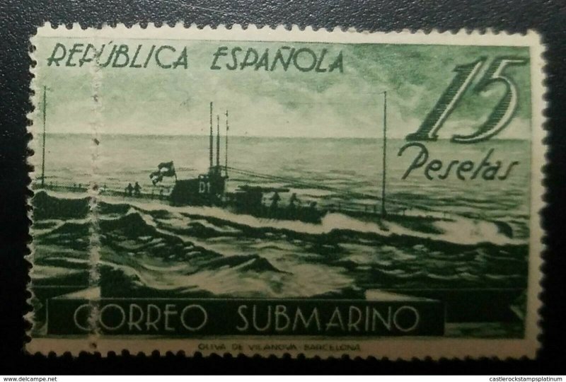 baja.O) 1938 SPAIN, ERROR, SUBMARINE MAIL - U-BOAT D1 - SCT 605f 15p -SERVICE