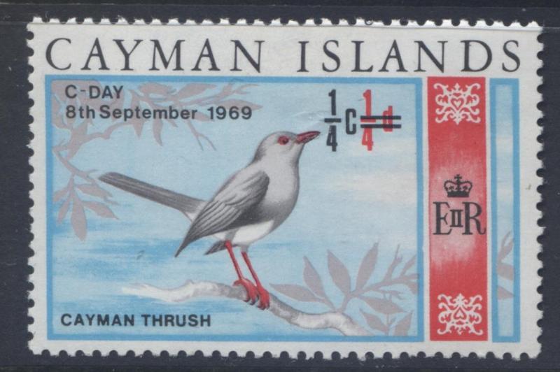 Cayman Islands - Scott 227- QEII-Overprint -1969 - MLH- Single 1/4d Stamp4