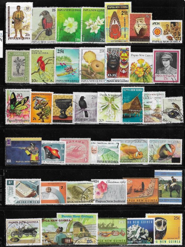 12333  Papua New Guinea 40 diff. stamps - good starter collection