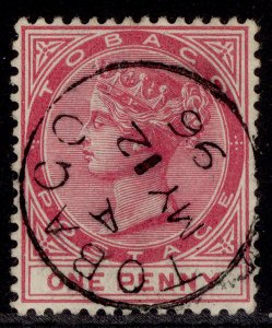 TOBAGO QV SG21, 1d carmine, VERY FINE USED. CDS