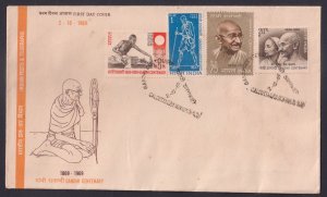 INDIA - 1969 GANDHI CENTENARY - 4V - FDC