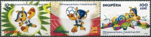 Albania 2014. Football World Cup 2014, Brazil (MNH OG) Block of 3 stamps